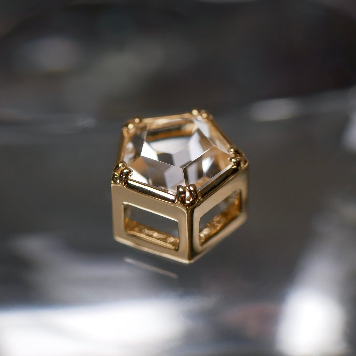 山梨県産 乙女水晶 宵の明星cut K18YG PT