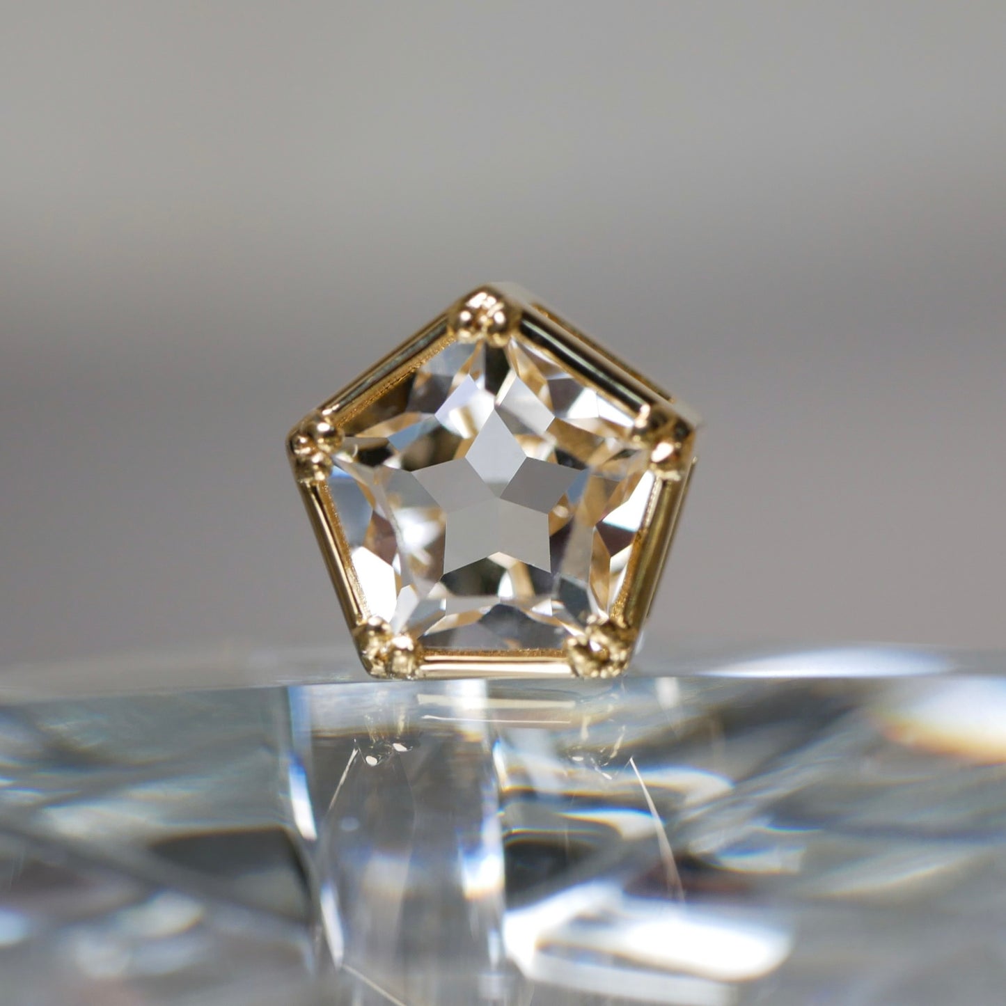 山梨県産 乙女水晶 宵の明星cut K18YG PT